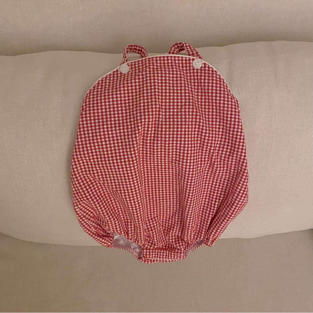 Boys Red Gingham Sunsuit 2T